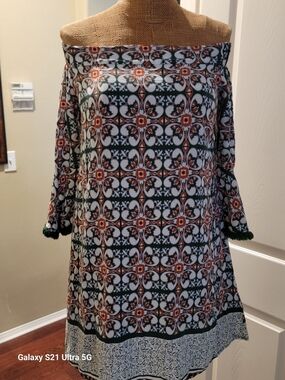 Lulu's Off-Shoulder             Geo Print Mini Dress